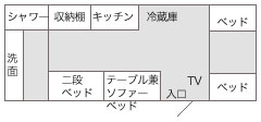 トレーラーハウス内部